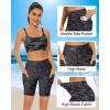 imageHolipick Women High Waisted Swim Shorts Tummy Control Biker Shorts with Pockets Swim BottomsBlack Camo