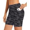 imageHolipick Women High Waisted Swim Shorts Tummy Control Biker Shorts with Pockets Swim BottomsBlack Camo