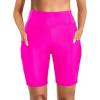 imageHolipick Women High Waisted Swim Shorts Tummy Control Biker Shorts with Pockets Swim BottomsHot Pink