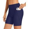 imageHolipick Women High Waisted Swim Shorts Tummy Control Biker Shorts with Pockets Swim BottomsNavy Blue