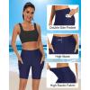 imageHolipick Women High Waisted Swim Shorts Tummy Control Biker Shorts with Pockets Swim BottomsNavy Blue