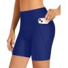 imageHolipick Women High Waisted Swim Shorts Tummy Control Biker Shorts with Pockets Swim BottomsRoyal Blue
