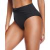imageHolipick Womens Full Coverage Bikini Bottoms High Waisted Bathing Suit Bottom Twist Front Swimsuit BottomBlack