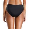 imageHolipick Womens Full Coverage Bikini Bottoms High Waisted Bathing Suit Bottom Twist Front Swimsuit BottomBlack