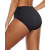 imageHolipick Womens Full Coverage Bikini Bottoms High Waisted Bathing Suit Bottom Twist Front Swimsuit BottomBlack