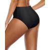 imageHolipick Womens Full Coverage Bikini Bottoms High Waisted Bathing Suit Bottom Twist Front Swimsuit BottomBlack Ruched