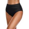 imageHolipick Womens Full Coverage Bikini Bottoms High Waisted Bathing Suit Bottom Twist Front Swimsuit BottomBlack Ruched