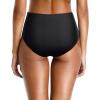 imageHolipick Womens Full Coverage Bikini Bottoms High Waisted Bathing Suit Bottom Twist Front Swimsuit BottomBlack Ruched