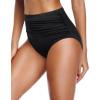 imageHolipick Womens Full Coverage Bikini Bottoms High Waisted Bathing Suit Bottom Twist Front Swimsuit BottomBlack Ruched