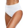 imageHolipick Womens Full Coverage Bikini Bottoms High Waisted Bathing Suit Bottom Twist Front Swimsuit BottomSolid White