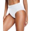 imageHolipick Womens Full Coverage Bikini Bottoms High Waisted Bathing Suit Bottom Twist Front Swimsuit BottomSolid White