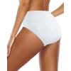 imageHolipick Womens Full Coverage Bikini Bottoms High Waisted Bathing Suit Bottom Twist Front Swimsuit BottomSolid White