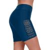 image7quot Swim Shorts Women  High Waisted Bathing Suit Shorts Tummy Control Boy Short Swimsuits Lace 2025 Swimwear BottomPeacock Blue