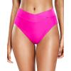 imageHolipick High Waisted Bikini Bottoms  V Cut Bathing Suit Bottom Moderate Coverage Swim BottomPink