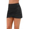 imageHolipick Women Black High Waisted Swim Skirt Tulip Hem Shirring Bathing Suit Skirt Modest Bikini Bottom M