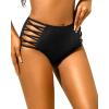 imageHolipick Women High Waisted Bikini Bottoms Tummy Control Swim Bottom Strappy Bathing Suit BottomBlack