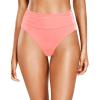 imageHolipick Women High Waisted Bikini Bottoms Tummy Control Swimsuit Bottoms Ruched Bathing Suit Swim Bottom High CutCoral Pink