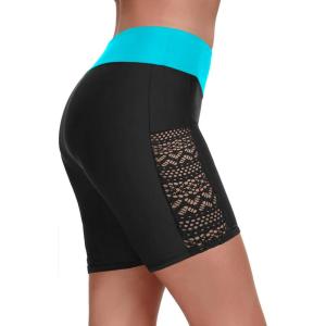 image7quot Swim Shorts Women  High Waisted Bathing Suit Shorts Tummy Control Boy Short Swimsuits Lace 2025 Swimwear BottomBlack and Blue