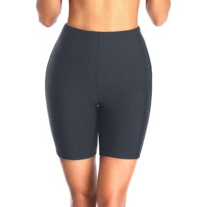 imageHolipick 7quot Swim Shorts Women High Waisted Bathing Suit Shorts Swimsuit Boy Short Long Swimwear BottomBlack Gray