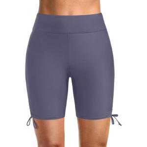 imageHolipick 7quot Swim Shorts Women High Waisted Bathing Suit Shorts Swimsuit Boy Short Long Swimwear BottomDark Grey a
