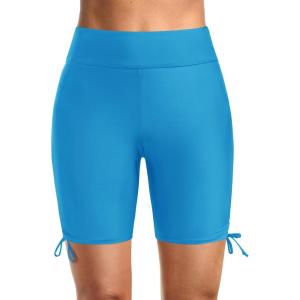 imageHolipick 7quot Swim Shorts Women High Waisted Bathing Suit Shorts Swimsuit Boy Short Long Swimwear BottomLake Blue