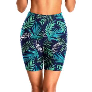 imageHolipick 7quot Swim Shorts Women High Waisted Bathing Suit Shorts Swimsuit Boy Short Long Swimwear BottomNavy Leaf