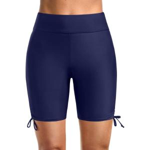 imageHolipick 7quot Swim Shorts Women High Waisted Bathing Suit Shorts Swimsuit Boy Short Long Swimwear BottomSolid Navy