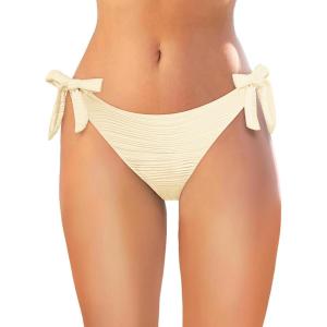 imageHolipick Bikini Bottoms for Women String Swim Bottom Adjustable Side Tie Bikini Bottom Low Rise Swimsuit BottomBeigewide