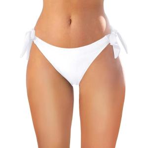 imageHolipick Bikini Bottoms for Women String Swim Bottom Adjustable Side Tie Bikini Bottom Low Rise Swimsuit BottomWhitewide