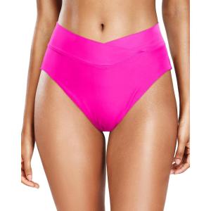imageHolipick High Waisted Bikini Bottoms  V Cut Bathing Suit Bottom Moderate Coverage Swim BottomPink