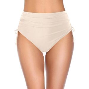 imageHolipick Swimsuit Bottoms for Women  High Waisted Bikini Bottoms Tie Side Tummy Control Bathing Suit BottomBeige