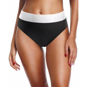 imageHolipick Swimsuit Bottoms for Women  High Waisted Bikini Bottoms Tie Side Tummy Control Bathing Suit BottomBlack White 1