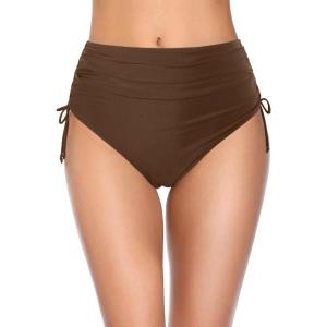 imageHolipick Swimsuit Bottoms for Women  High Waisted Bikini Bottoms Tie Side Tummy Control Bathing Suit BottomBrown