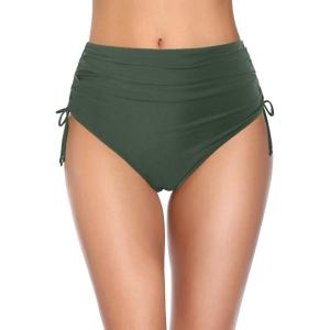 imageHolipick Swimsuit Bottoms for Women  High Waisted Bikini Bottoms Tie Side Tummy Control Bathing Suit BottomGreen