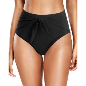 imageHolipick Women Bathing Suit Bottoms  High Waisted Bikini Bottoms Full Coverage Tummy Control Swim BottomBlack Tie
