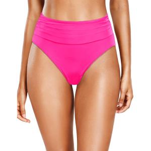 imageHolipick Women High Waisted Bikini Bottoms Tummy Control Swimsuit Bottoms Ruched Bathing Suit Swim Bottom High CutHot Pink