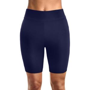 imageHolipick Women Swim Shorts 6quot High Waisted Boy Shorts Swimsuit Tummy Control Long Board Shorts Bathing Suit BottomsNavy Blue