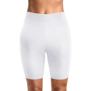 imageHolipick Women Swim Shorts 6quot High Waisted Boy Shorts Swimsuit Tummy Control Long Board Shorts Bathing Suit BottomsWhite