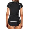 imageHolipick 2 Piece Short Sleeve Rash Guard Women Zip Up Swimsuits SPF Swim Shirts with Built in BraBlack