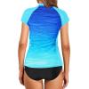imageHolipick 2 Piece Short Sleeve Rash Guard Women Zip Up Swimsuits SPF Swim Shirts with Built in BraBlue Gradient