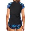 imageHolipick 2 Piece Short Sleeve Rash Guard Women Zip Up Swimsuits SPF Swim Shirts with Built in BraBlue Tropical