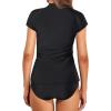 imageHolipick 2 Piece Short Sleeve Rash Guard Women Zip Up Swimsuits SPF Swim Shirts with Built in BraSolid Black
