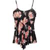 imageHolipick Black Floral Women Tankini Tops Ruffle Swim Tops Flowy Bathing Suit Top Tummy Control Swimsuits Top No Bottom S