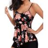 imageHolipick Black Floral Women Tankini Tops Ruffle Swim Tops Flowy Bathing Suit Top Tummy Control Swimsuits Top No Bottom S