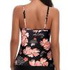imageHolipick Black Floral Women Tankini Tops Ruffle Swim Tops Flowy Bathing Suit Top Tummy Control Swimsuits Top No Bottom S