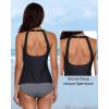 imageHolipick High Neck Tankini Top Bathing Suit Tops for Women Tummy Control Tank Tops SwimsuitsBlack