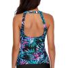 imageHolipick High Neck Tankini Top Bathing Suit Tops for Women Tummy Control Tank Tops SwimsuitsBlack Colorful Leaves