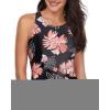 imageHolipick High Neck Tankini Top Bathing Suit Tops for Women Tummy Control Tank Tops SwimsuitsBlack Flower