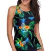 imageHolipick High Neck Tankini Top Bathing Suit Tops for Women Tummy Control Tank Tops SwimsuitsBlack Pineapple