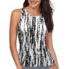 imageHolipick High Neck Tankini Top Bathing Suit Tops for Women Tummy Control Tank Tops SwimsuitsBlack Tie Dye